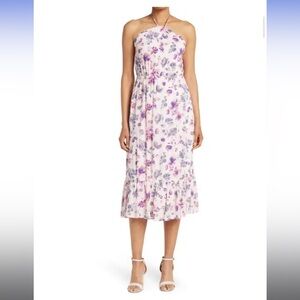 Floral halter neck midi dress XS